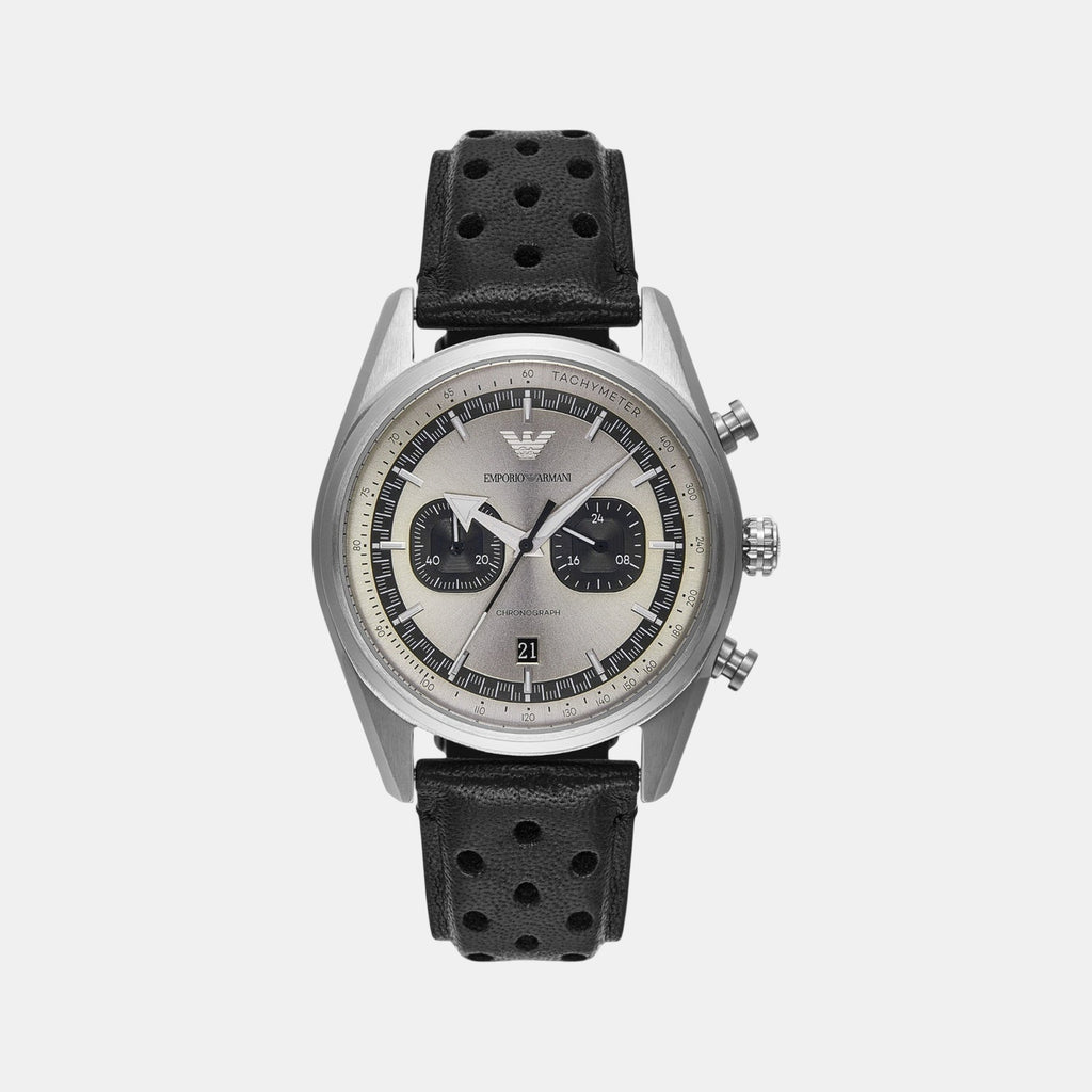 Men Quartz Two Tone Dial Chronograph Leather Watch AR11677