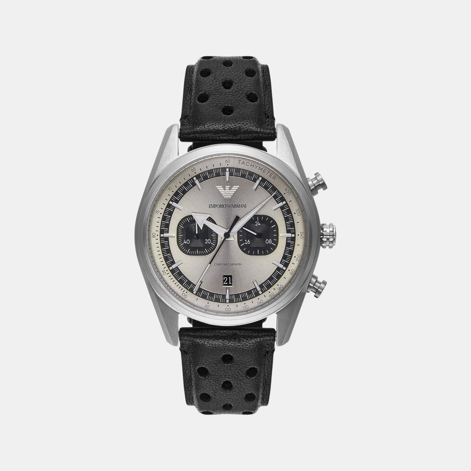 Men Quartz Two Tone Dial Chronograph Leather Watch AR11677