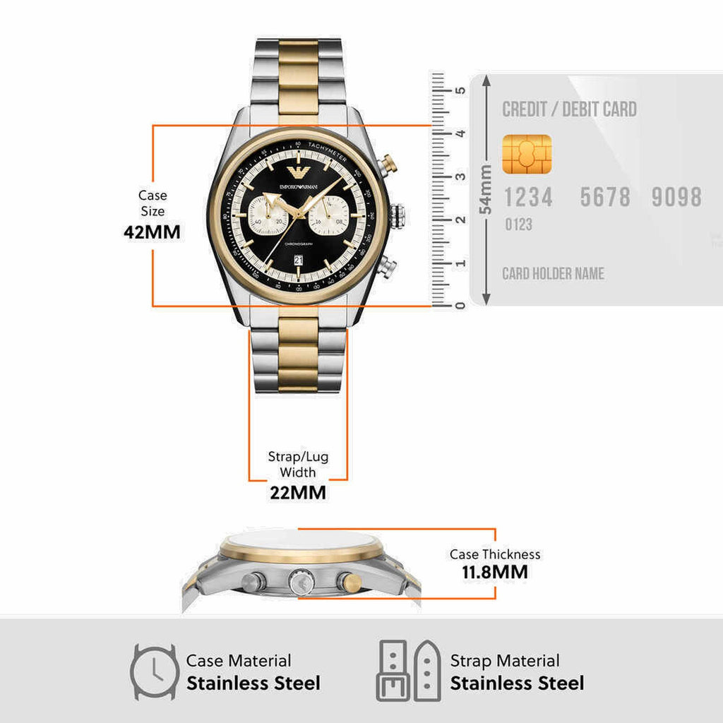 Men Quartz Black Dial Chronograph Watch AR11678