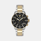 Men Solar Black Dial Chronograph Stainless Steel Watch AR11680