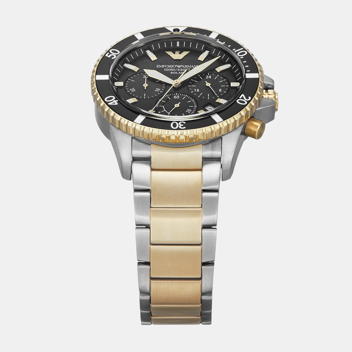 Men Solar Black Dial Chronograph Stainless Steel Watch AR11680