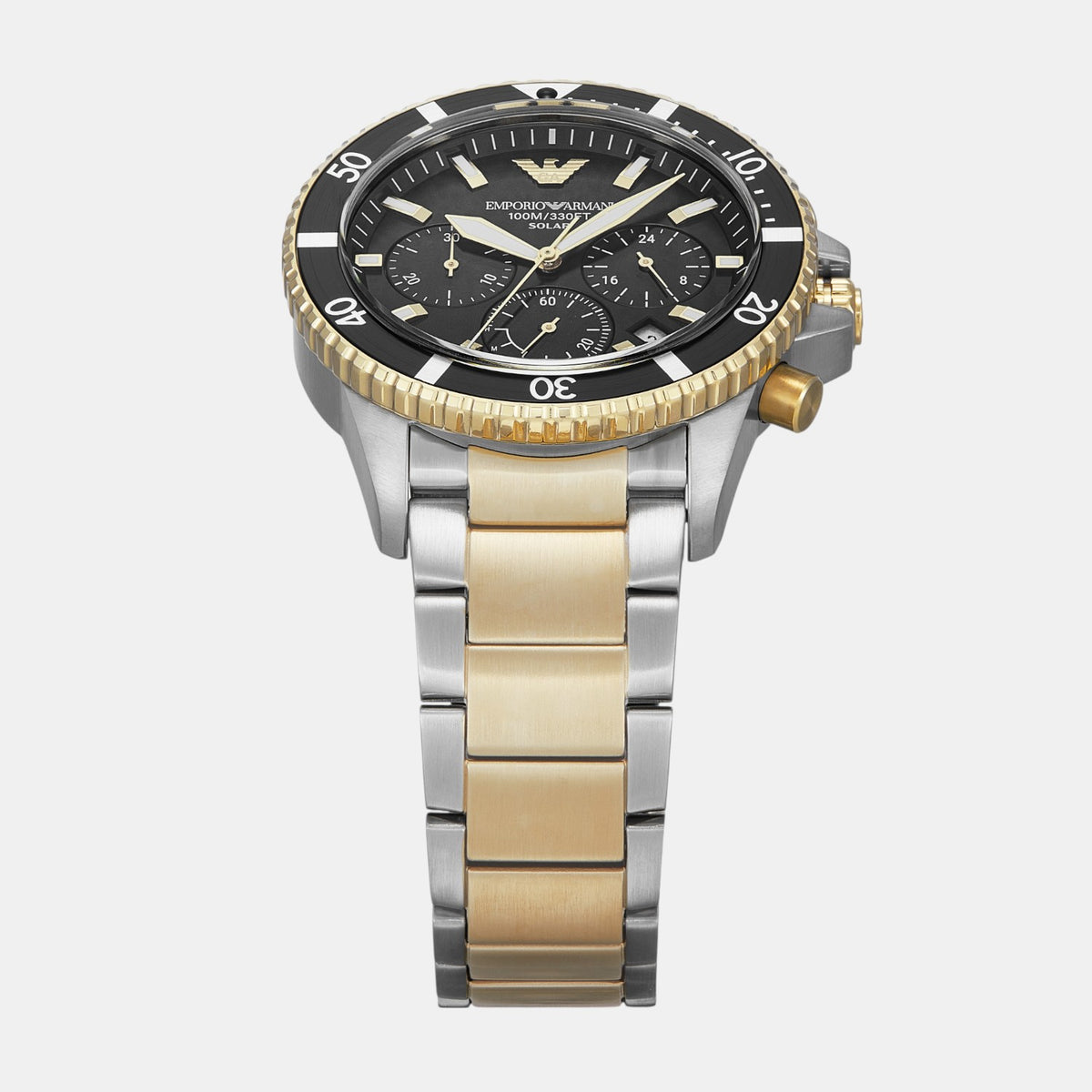 World Explorer Men Solar Black Dial Chronograph Stainless Steel Watch AR11680
