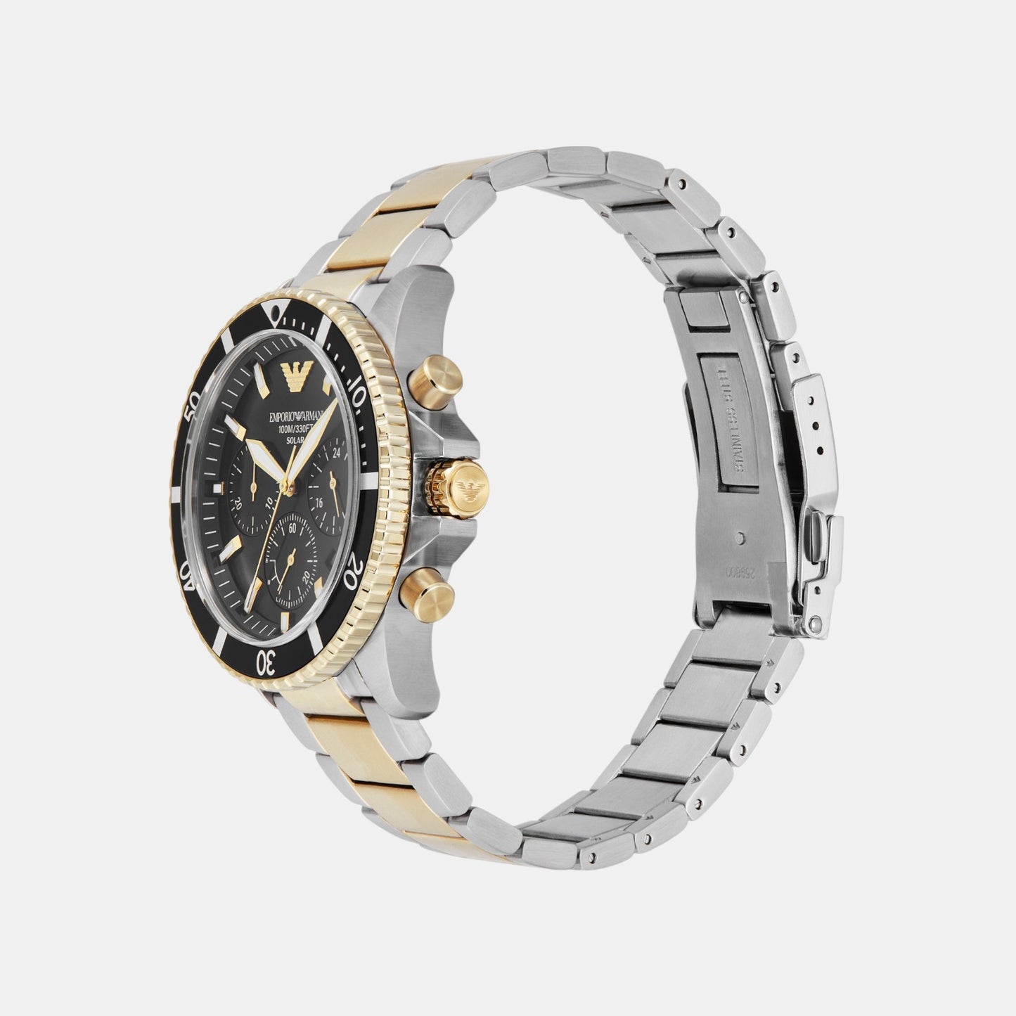 Men Solar Black Dial Chronograph Stainless Steel Watch AR11680