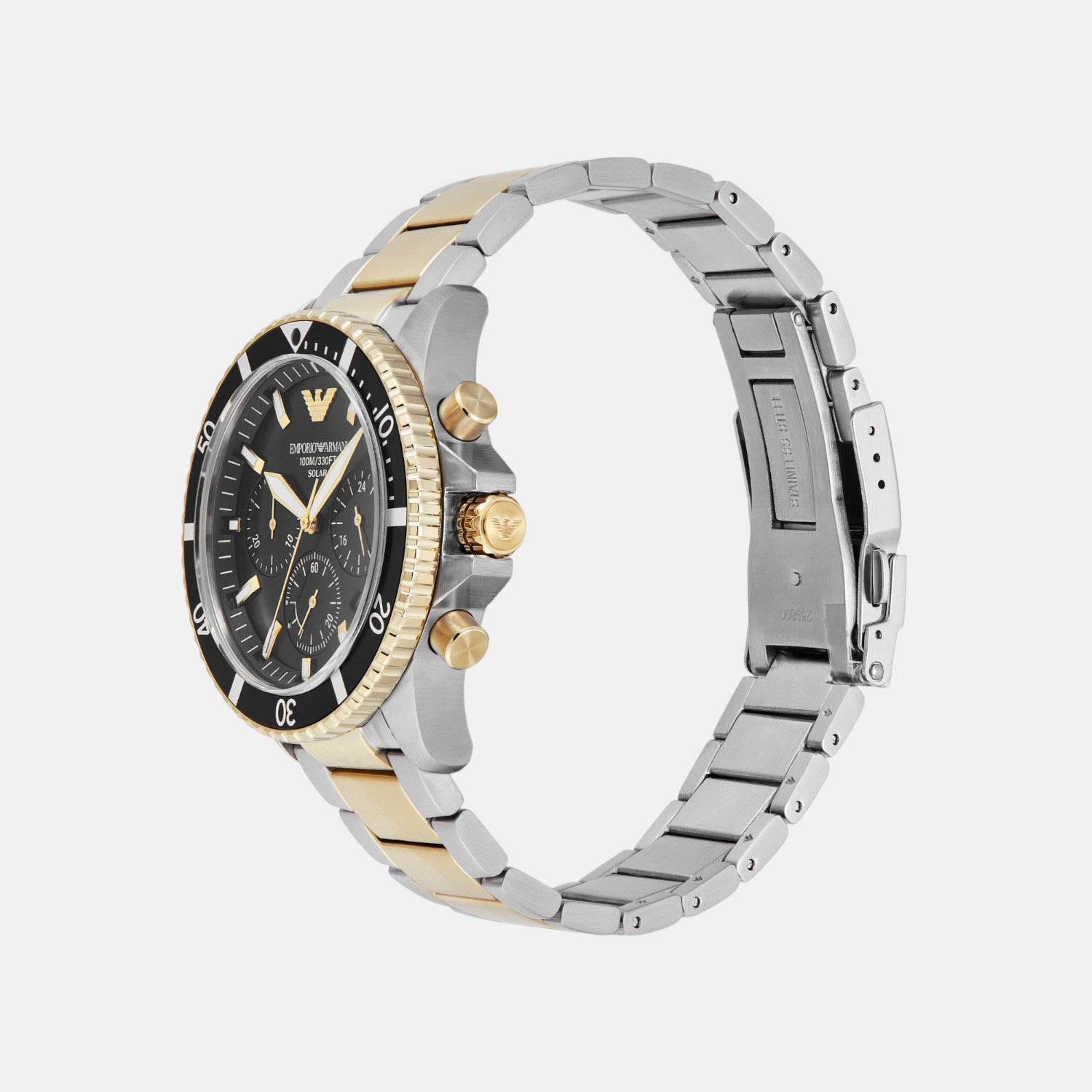 Men Solar Black Dial Chronograph Stainless Steel Watch AR11680