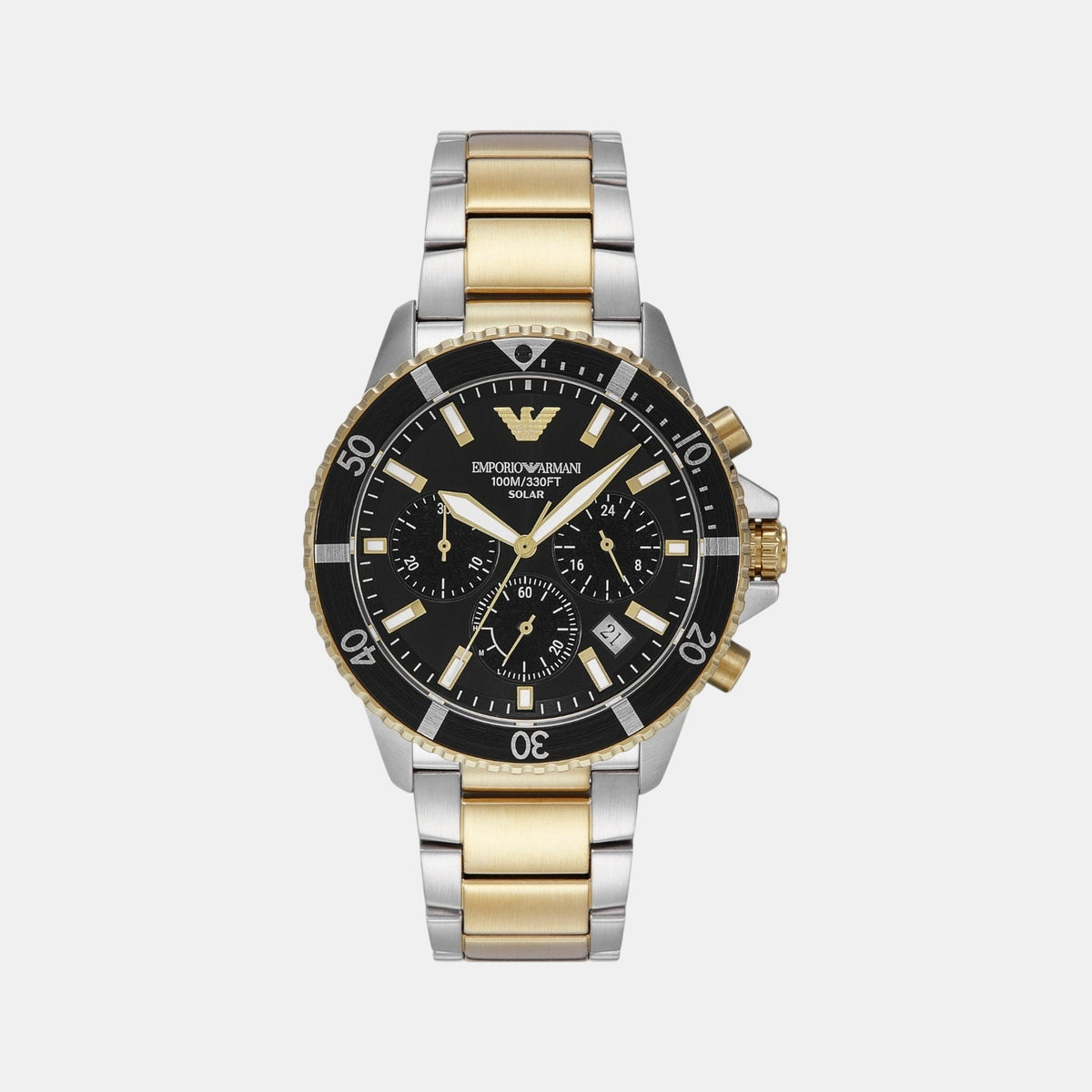 World Explorer Men Solar Black Dial Chronograph Stainless Steel Watch AR11680