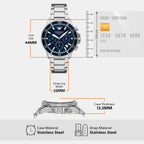 Men Solar Blue Dial Chronograph Stainless Steel Watch AR11681