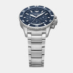 Men Solar Blue Dial Chronograph Stainless Steel Watch AR11681