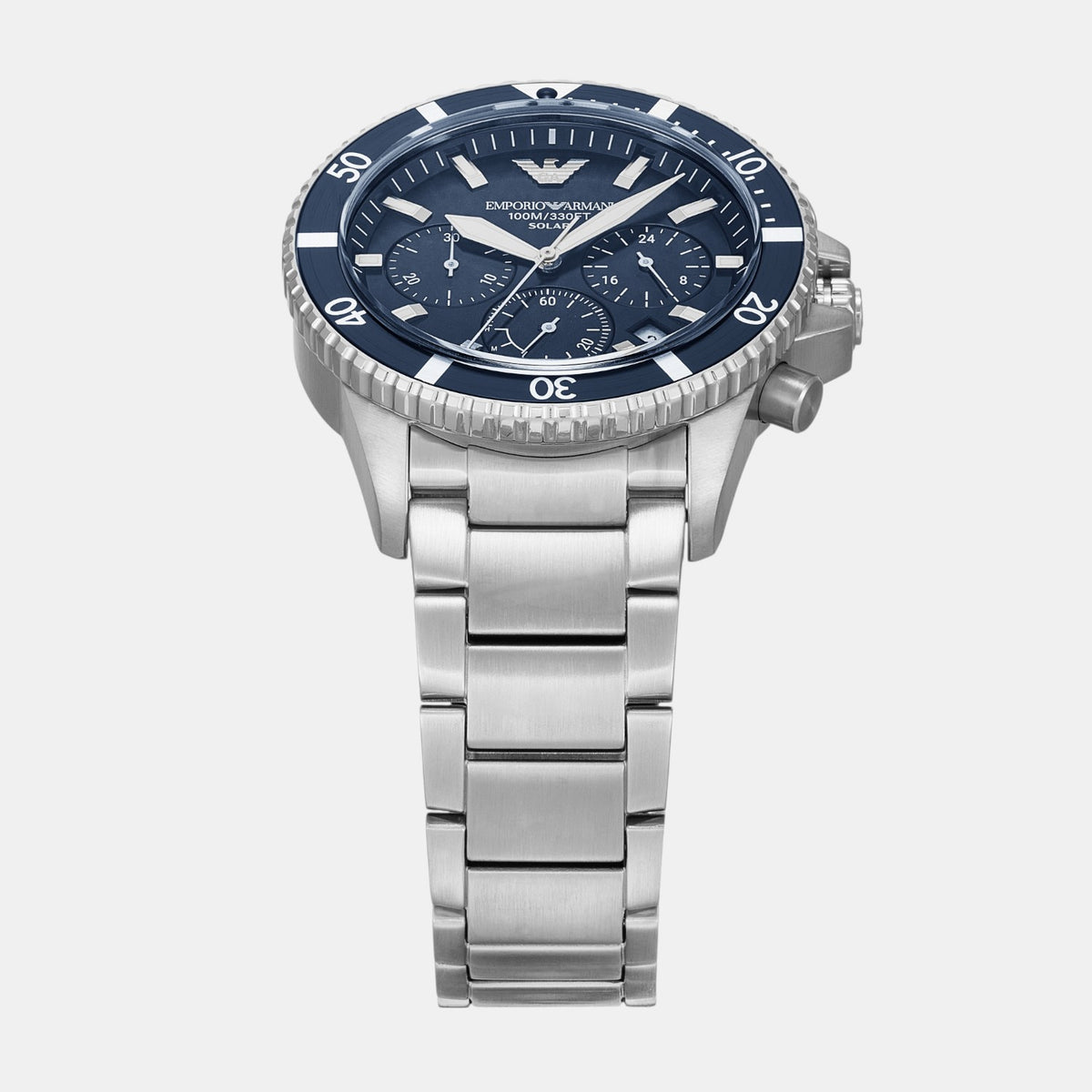 World Explorer Men Solar Blue Dial Chronograph Stainless Steel Watch AR11681