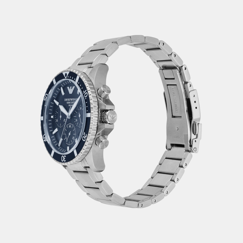 Men Solar Blue Dial Chronograph Stainless Steel Watch AR11681