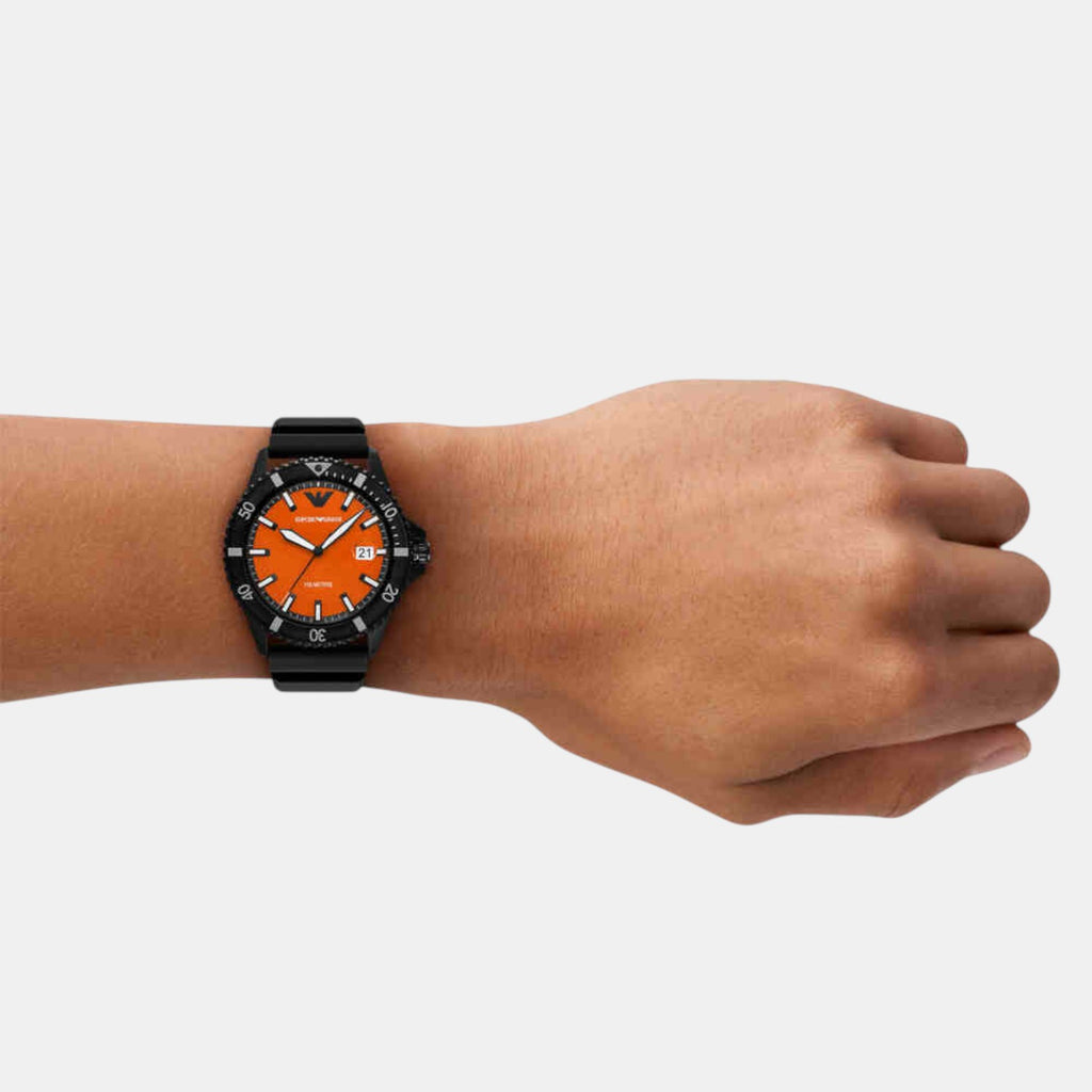 Men Quartz Orange Dial Analog Silicone Watch AR11684