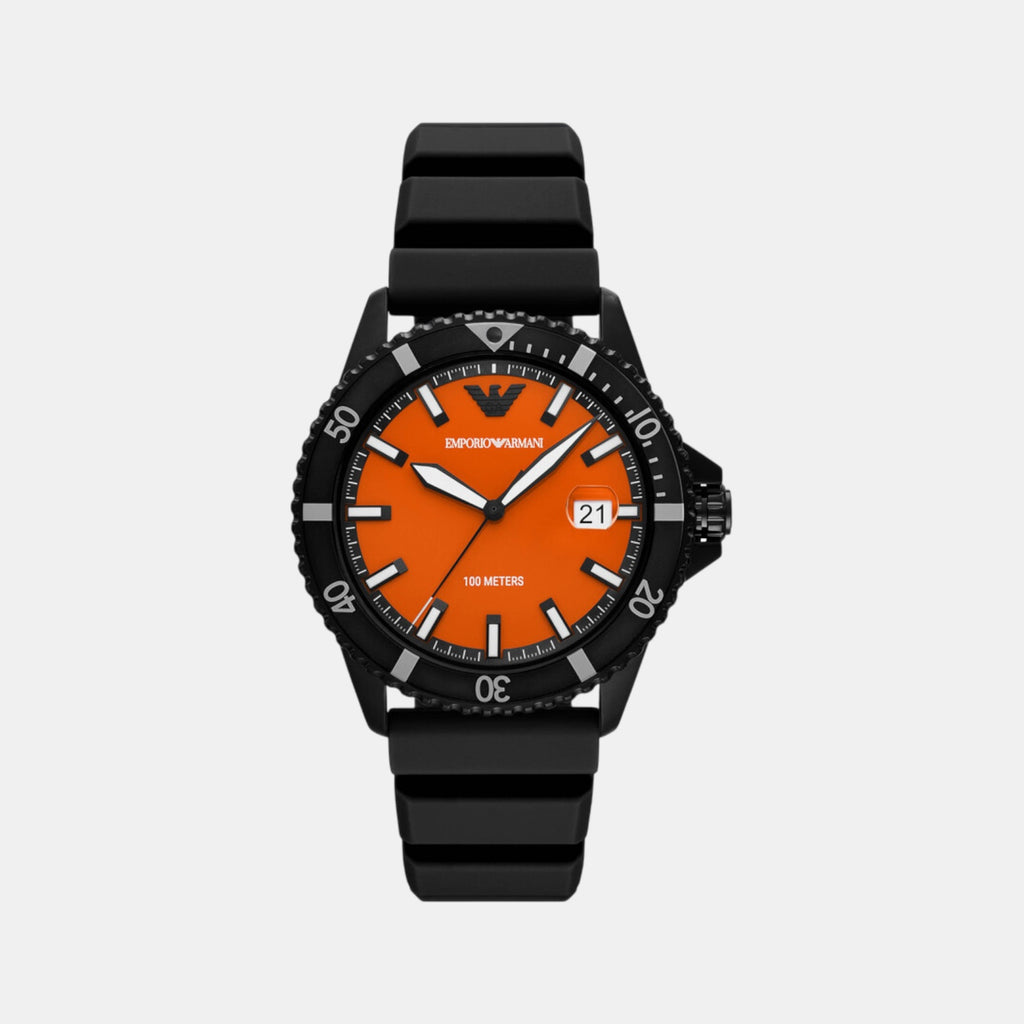 Men Quartz Orange Dial Analog Silicone Watch AR11684