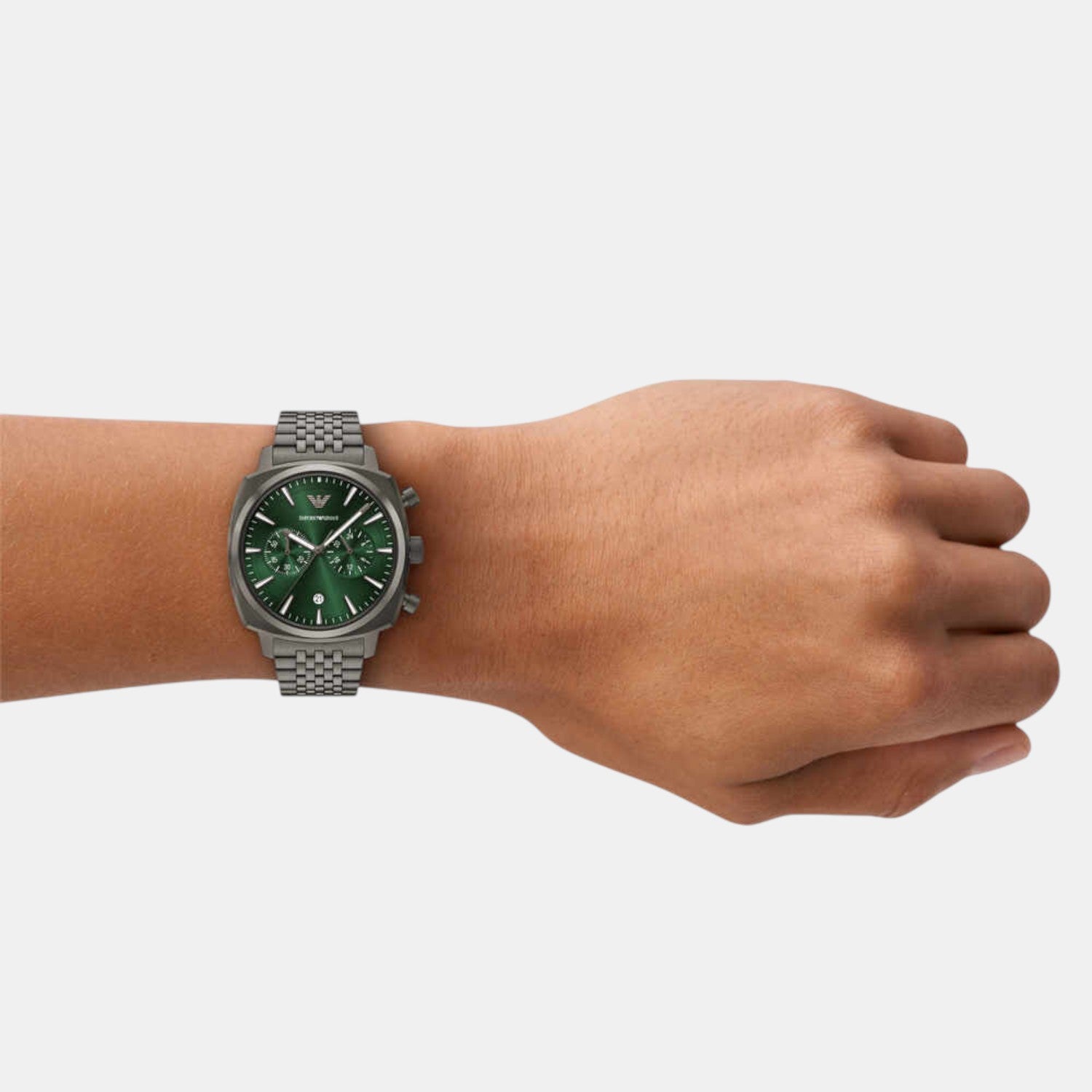 Men Quartz Green Dial Chronograph Stainless Steel Watch AR11689