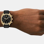 Men Quartz Black Dial Chronograph Leather Watch AR11690