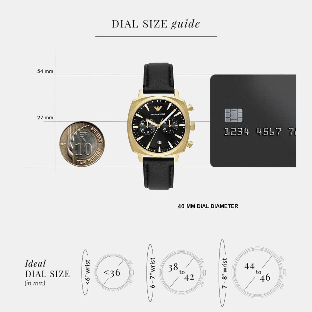Men Quartz Black Dial Chronograph Leather Watch AR11690