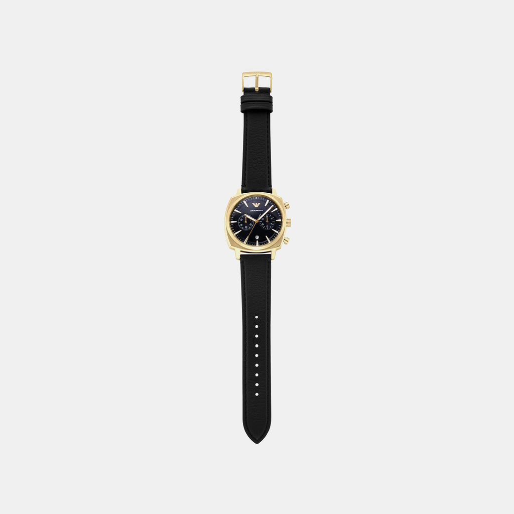 Men Quartz Black Dial Chronograph Leather Watch AR11690