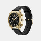 Men Quartz Black Dial Chronograph Leather Watch AR11690