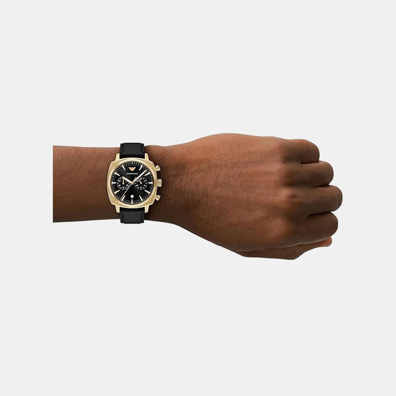 Men Quartz Black Dial Chronograph Leather Watch AR11690