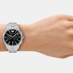 Men Quartz Black Dial Analog Stainless Steel Watch AR11691