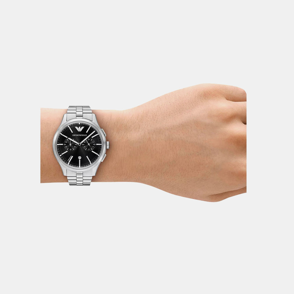 Men Quartz Black Dial Analog Stainless Steel Watch AR11691