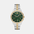 Men Quartz Green Dial Analog Stainless Steel Watch AR11692