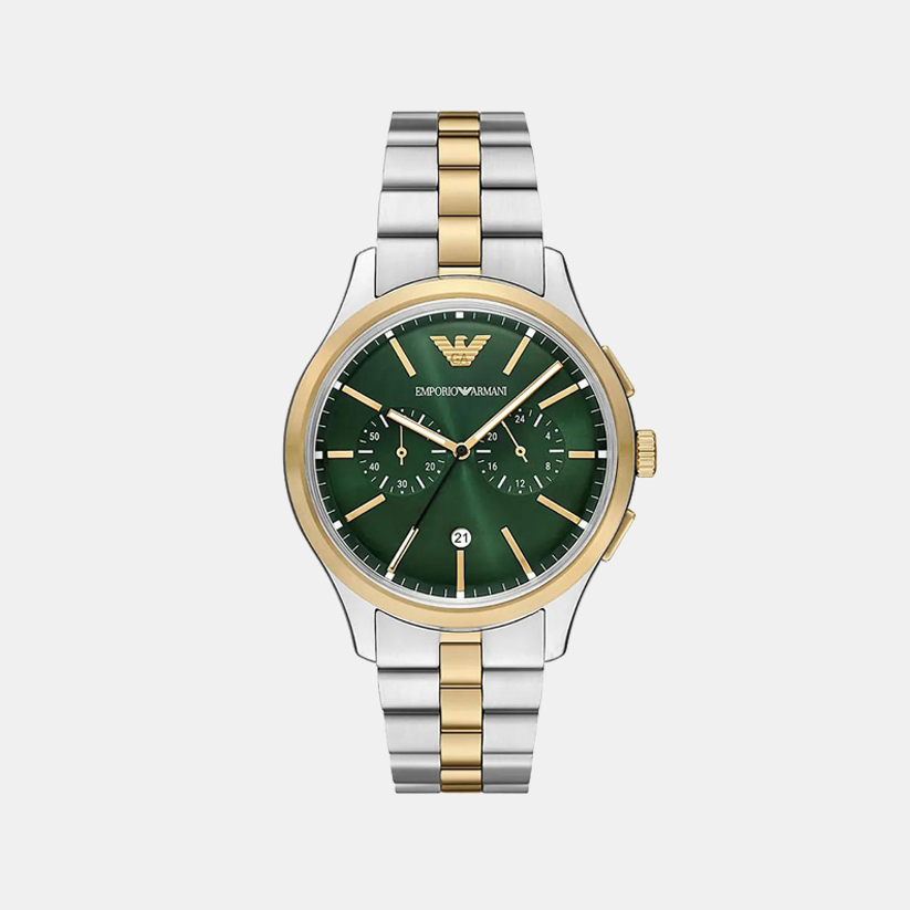 Men Quartz Green Dial Analog Stainless Steel Watch AR11692