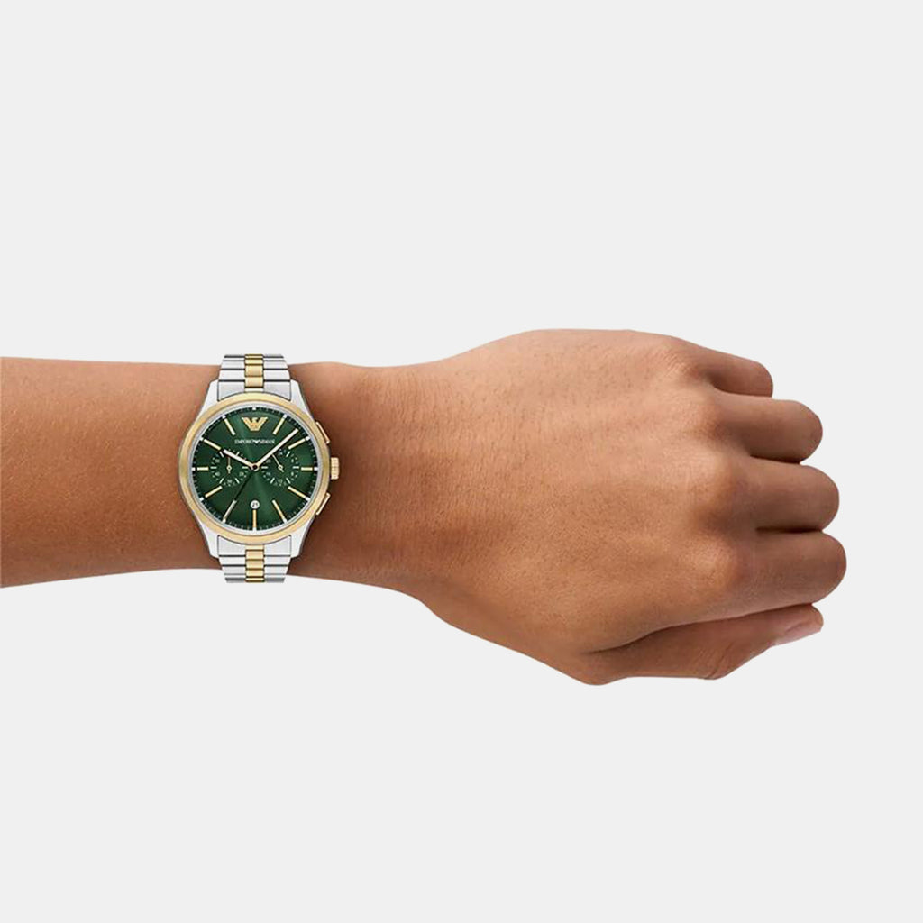 Men Quartz Green Dial Analog Stainless Steel Watch AR11692