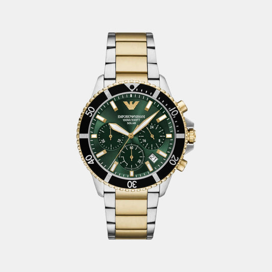 World Explorer Men Solar Green Dial Chronograph Stainless Steel Watch AR11695