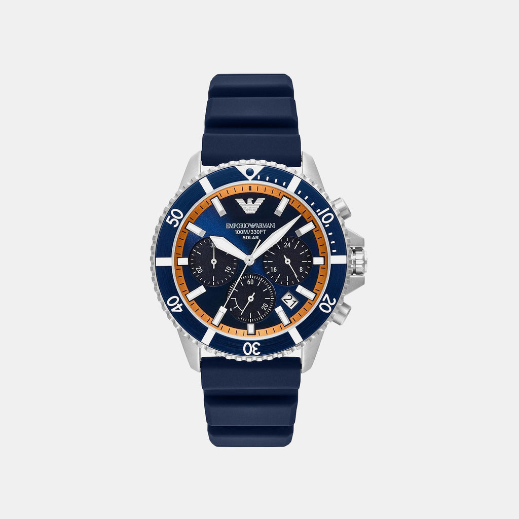 World Explorer Men Solar Blue Dial Analog Silicone Watch AR11696