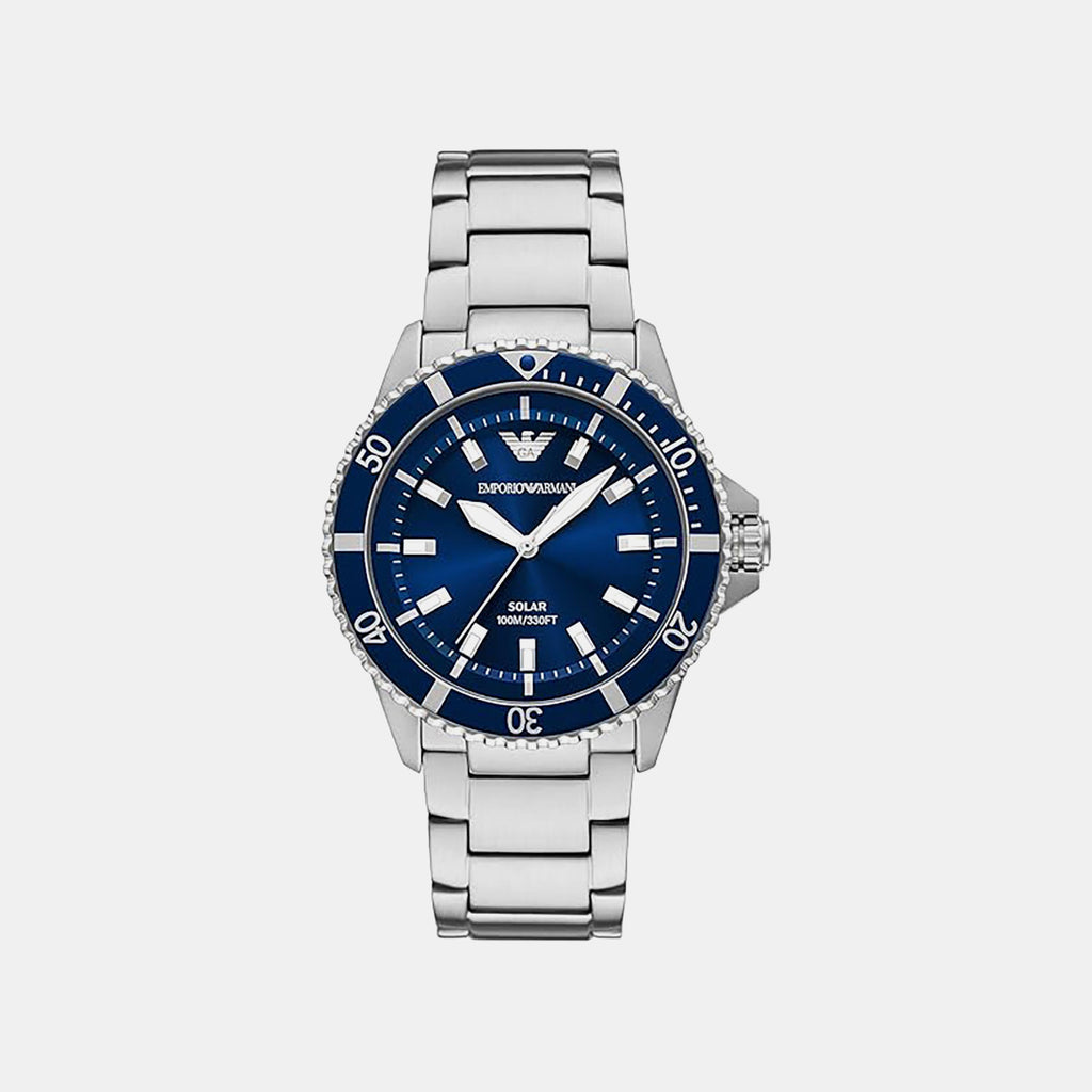 World Explorer Men Solar Blue Dial Analog Stainless Steel Watch AR11697