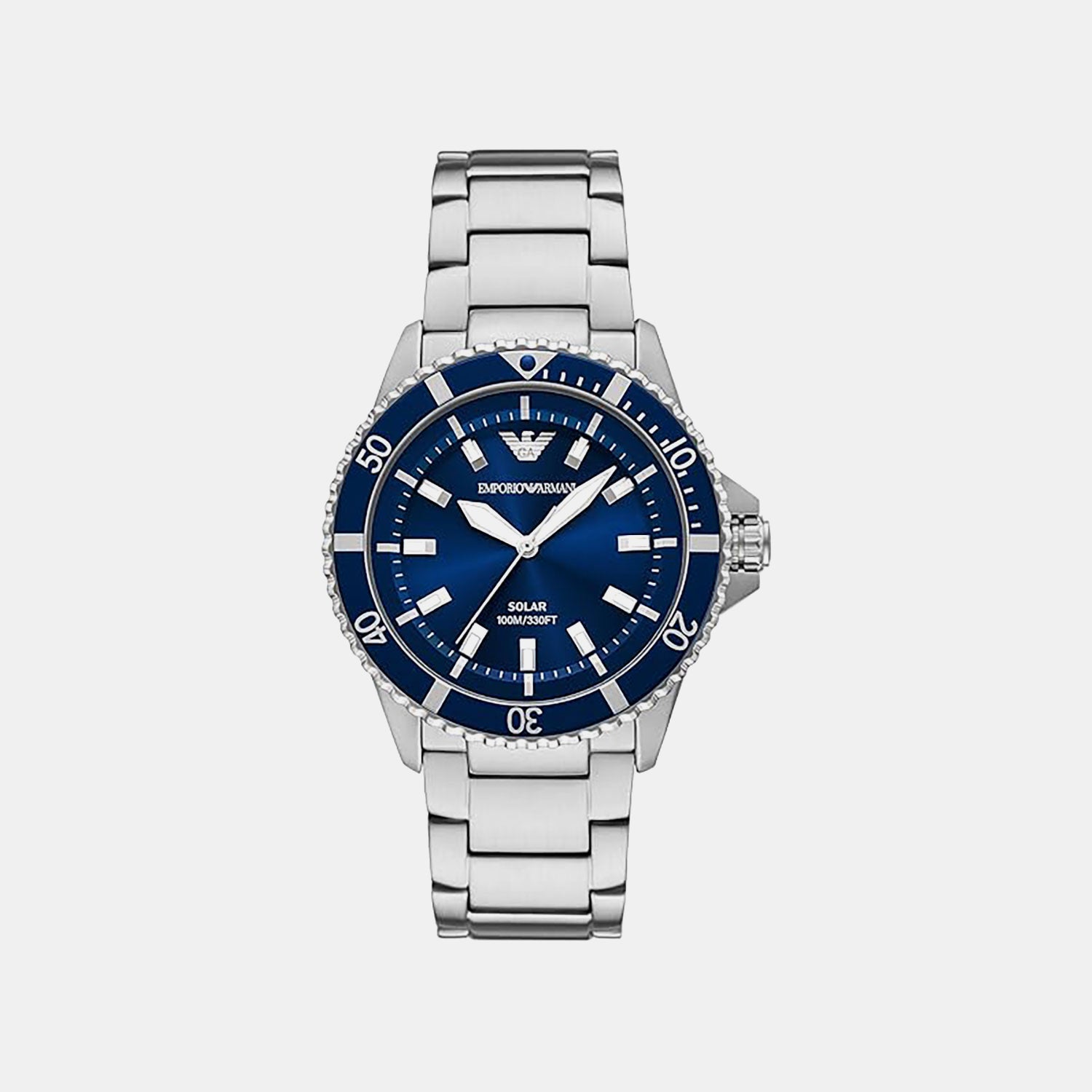 World Explorer Men Solar Blue Dial Analog Stainless Steel Watch AR11697