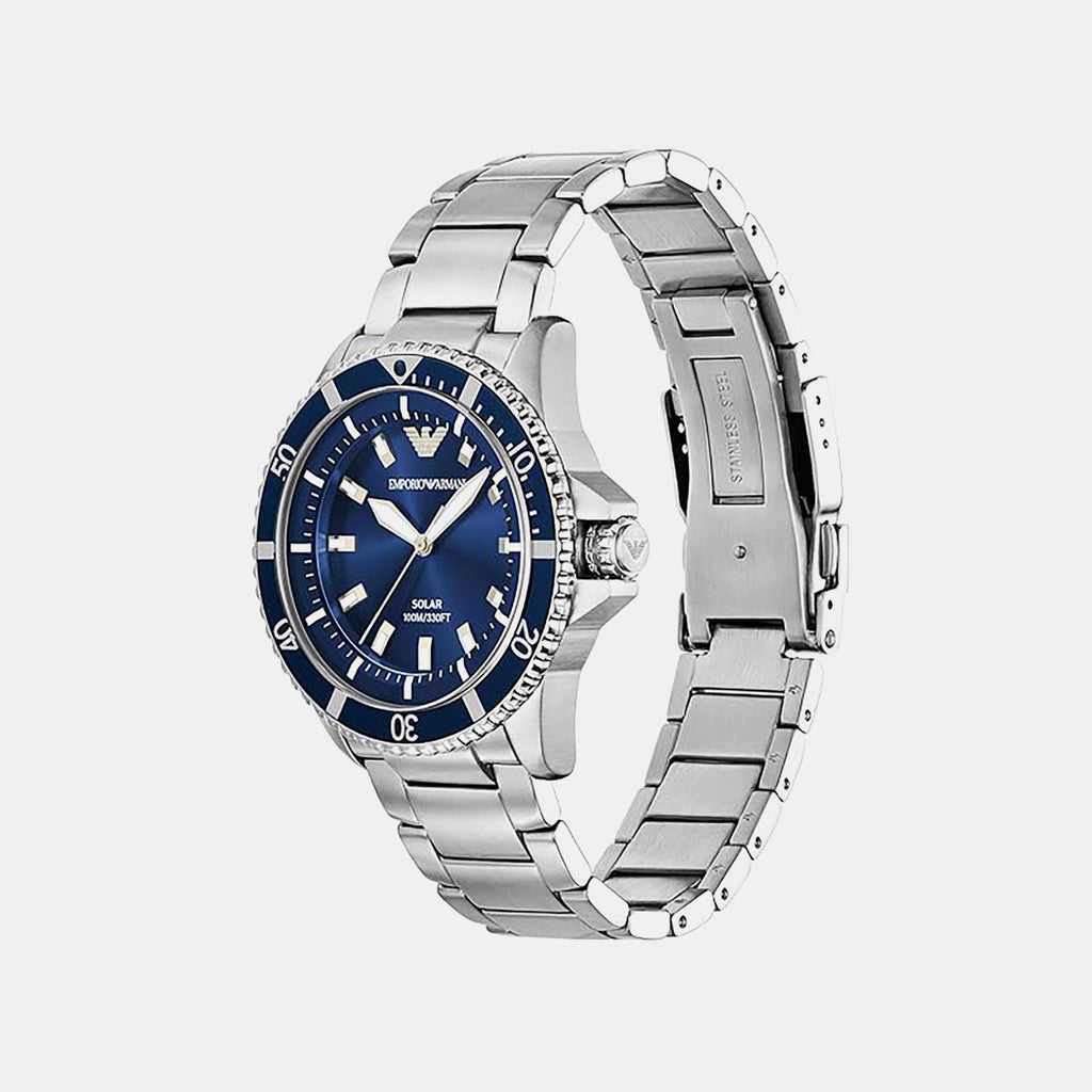 World Explorer Men Solar Blue Dial Analog Stainless Steel Watch AR11697