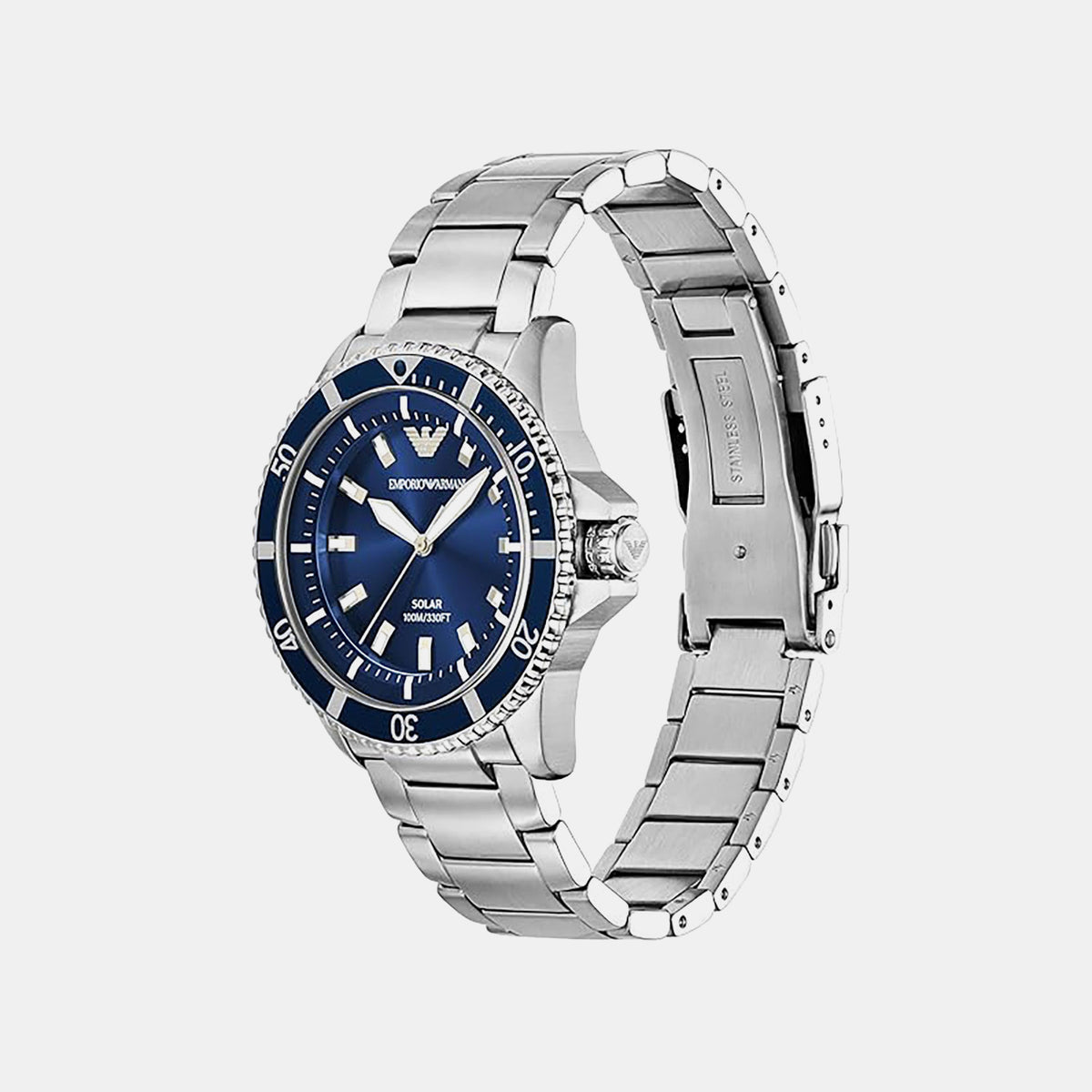 World Explorer Men Solar Blue Dial Analog Stainless Steel Watch AR11697