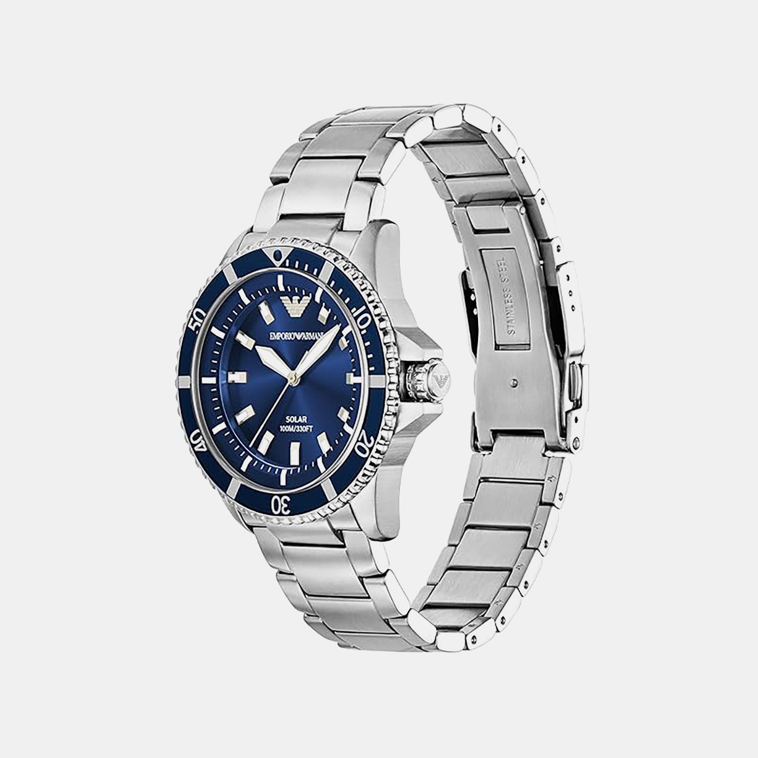World Explorer Men Solar Blue Dial Analog Stainless Steel Watch AR11697