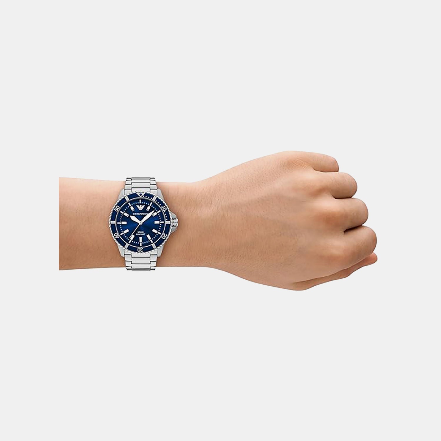 World Explorer Men Solar Blue Dial Analog Stainless Steel Watch AR11697