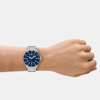 World Explorer Men Solar Blue Dial Analog Stainless Steel Watch AR11697