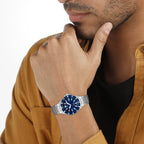 World Explorer Men Solar Blue Dial Analog Stainless Steel Watch AR11697