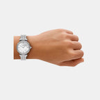 Women Quartz Mother Of Pearl Dial Analog Stainless Steel Watch AR11701