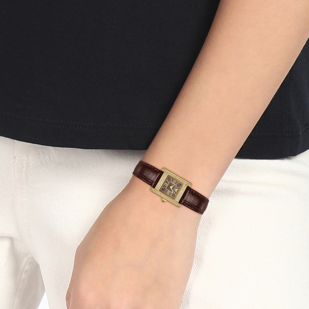 Women Quartz Brown Dial Analog Leather Watch AR11705