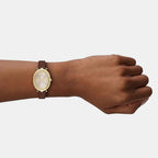 Women Quartz Grey Dial Analog Leather Watch AR11708