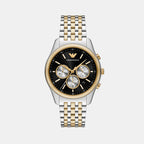 Men Quartz Black Dial Chronograph Stainless Steel Watch AR11713