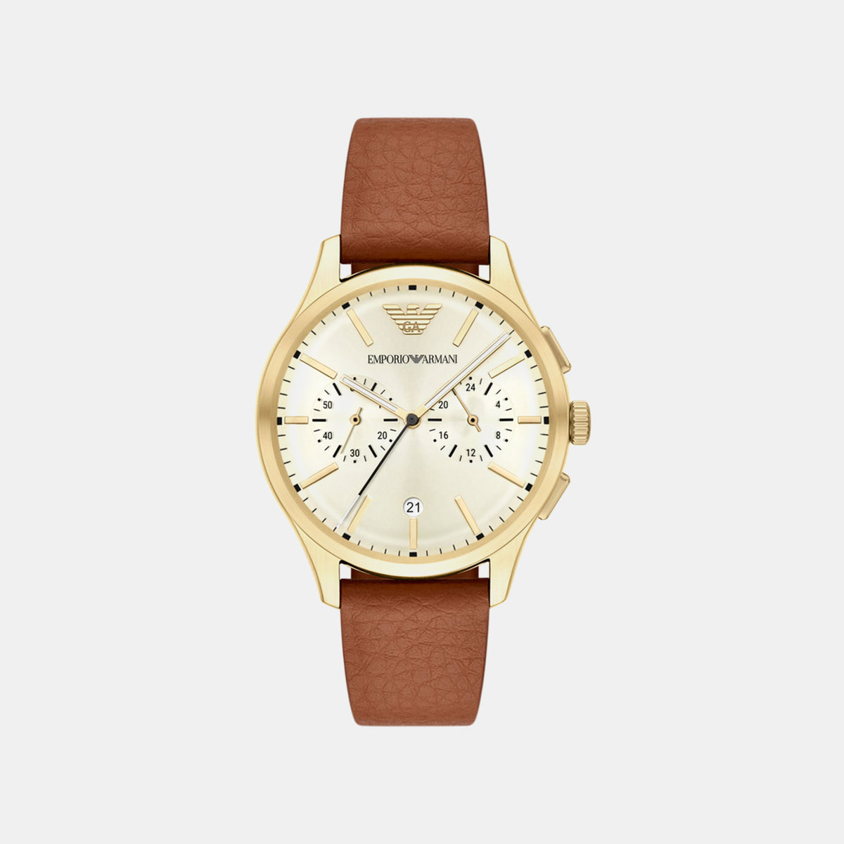 Men Quartz Cream Dial Chronograph Rubber Watch AR11714