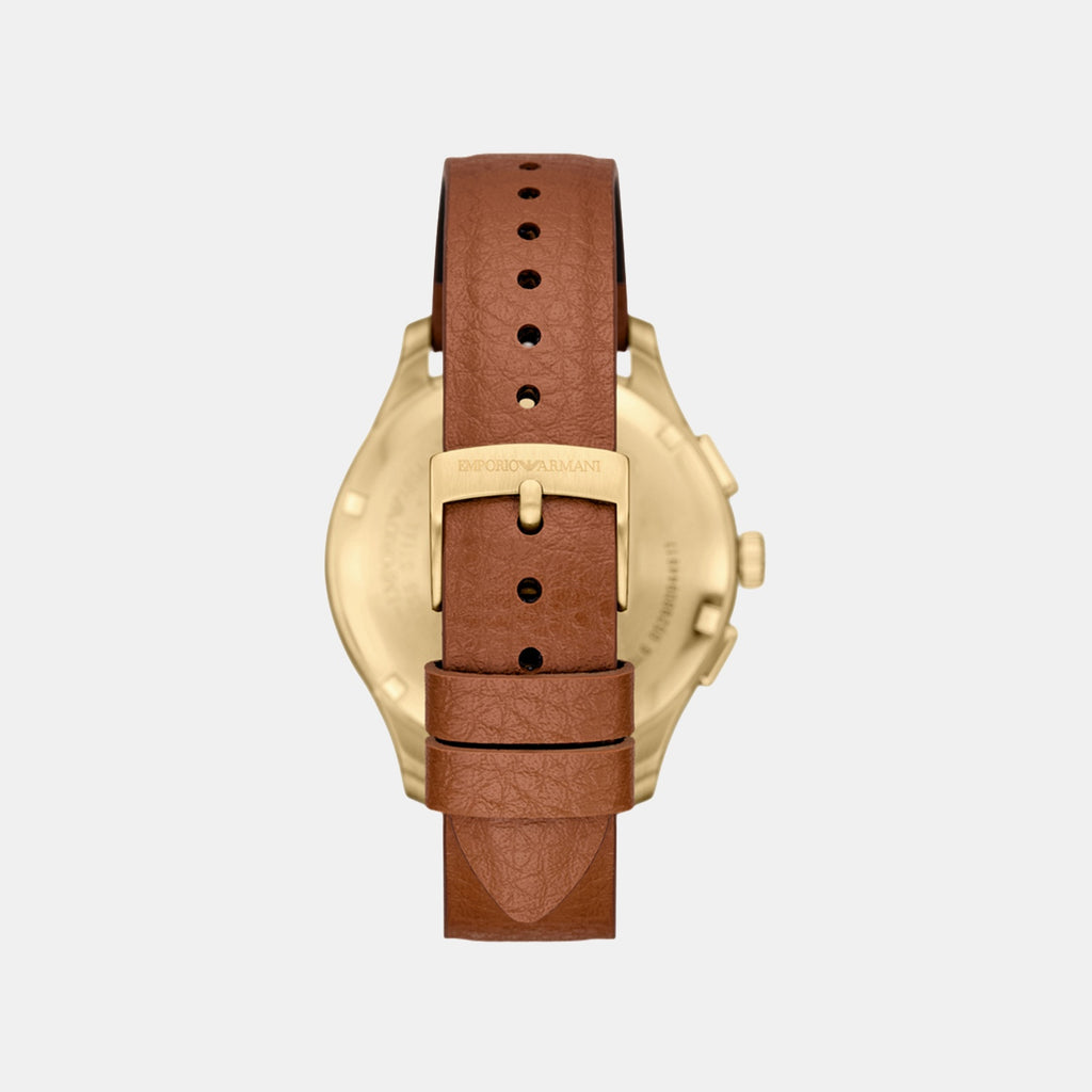 Men Quartz Cream Dial Chronograph Leather Watch AR11714