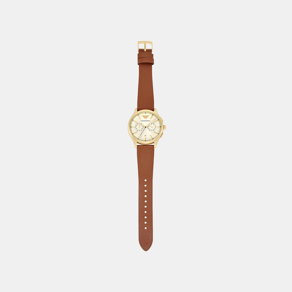 Men Quartz Cream Dial Chronograph Leather Watch AR11714