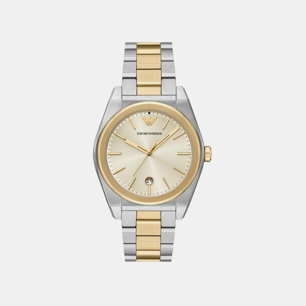 Men Quartz Beige Dial Analog Stainless Steel Watch AR11716