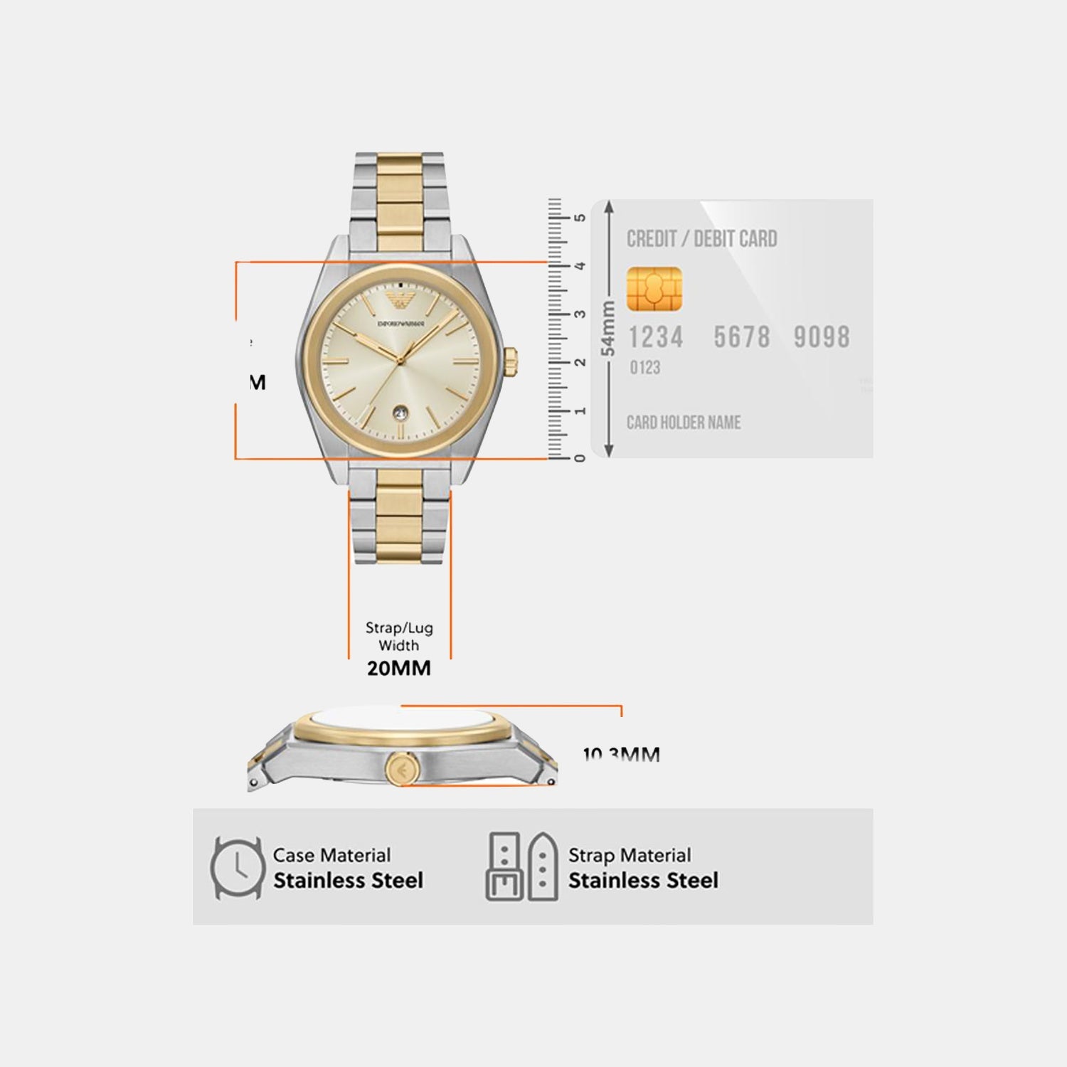 Men Quartz Cream Dial Analog Stainless Steel Watch AR11716