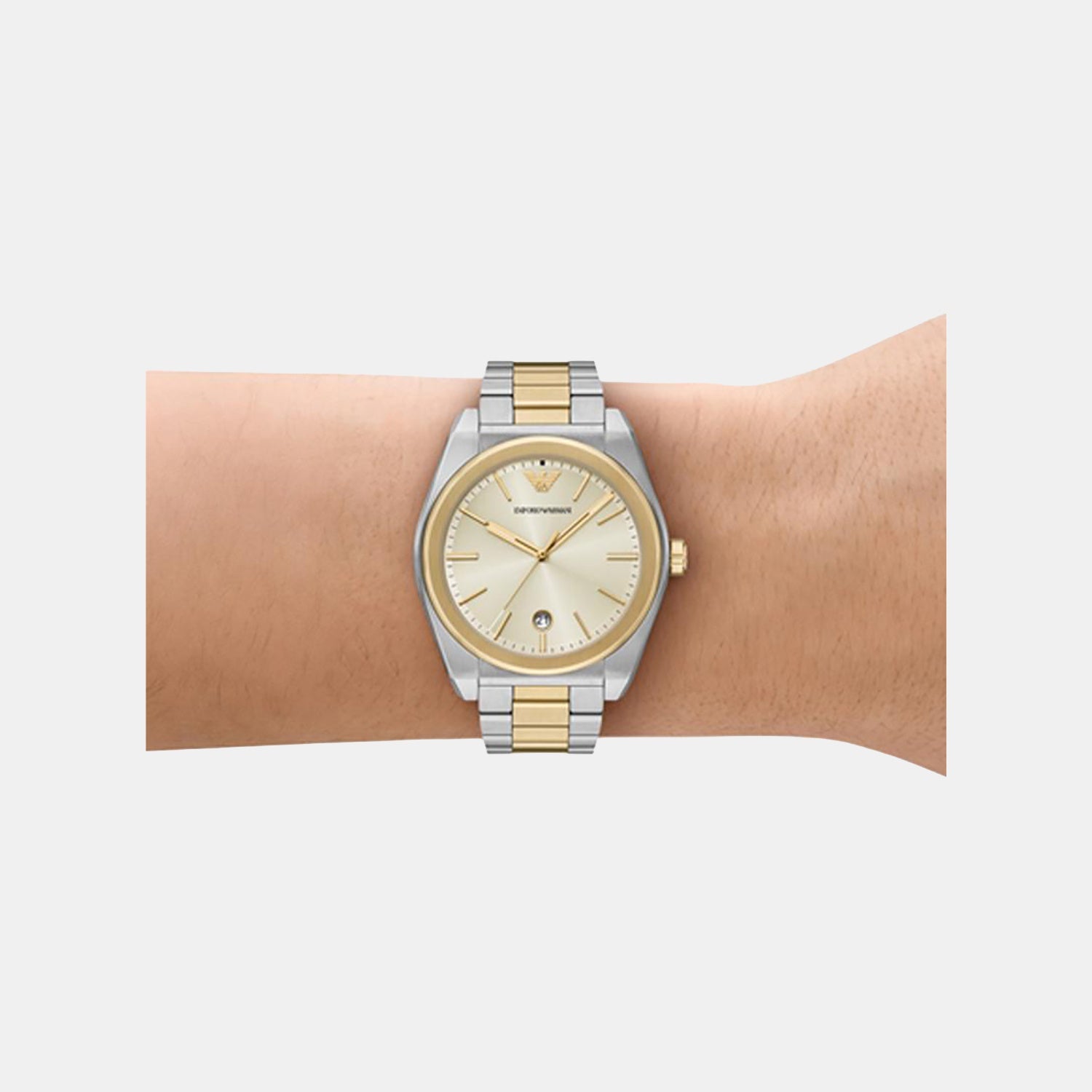 Men Quartz Cream Dial Analog Stainless Steel Watch AR11716