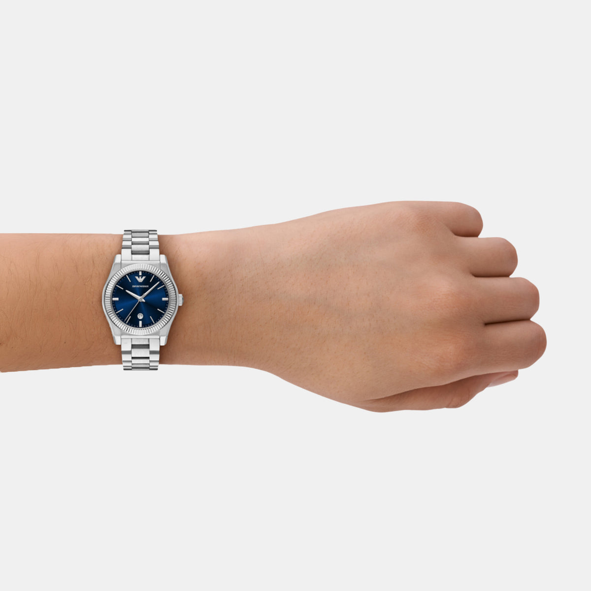 Women Quartz Blue Dial Analog Stainless Steel Watch AR11717