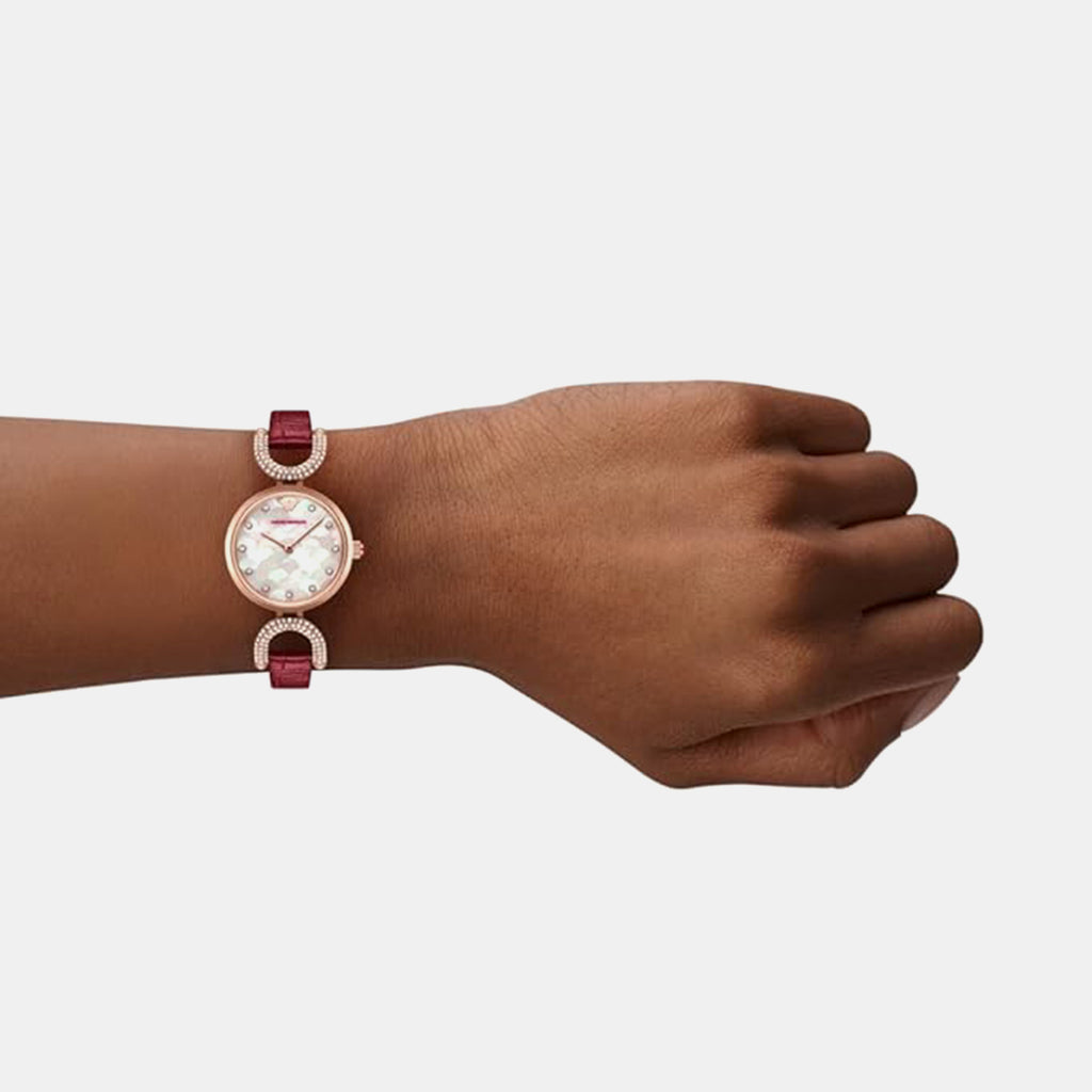 Women Quartz Mother Of Pearl Dial Analog Leather Watch AR11737