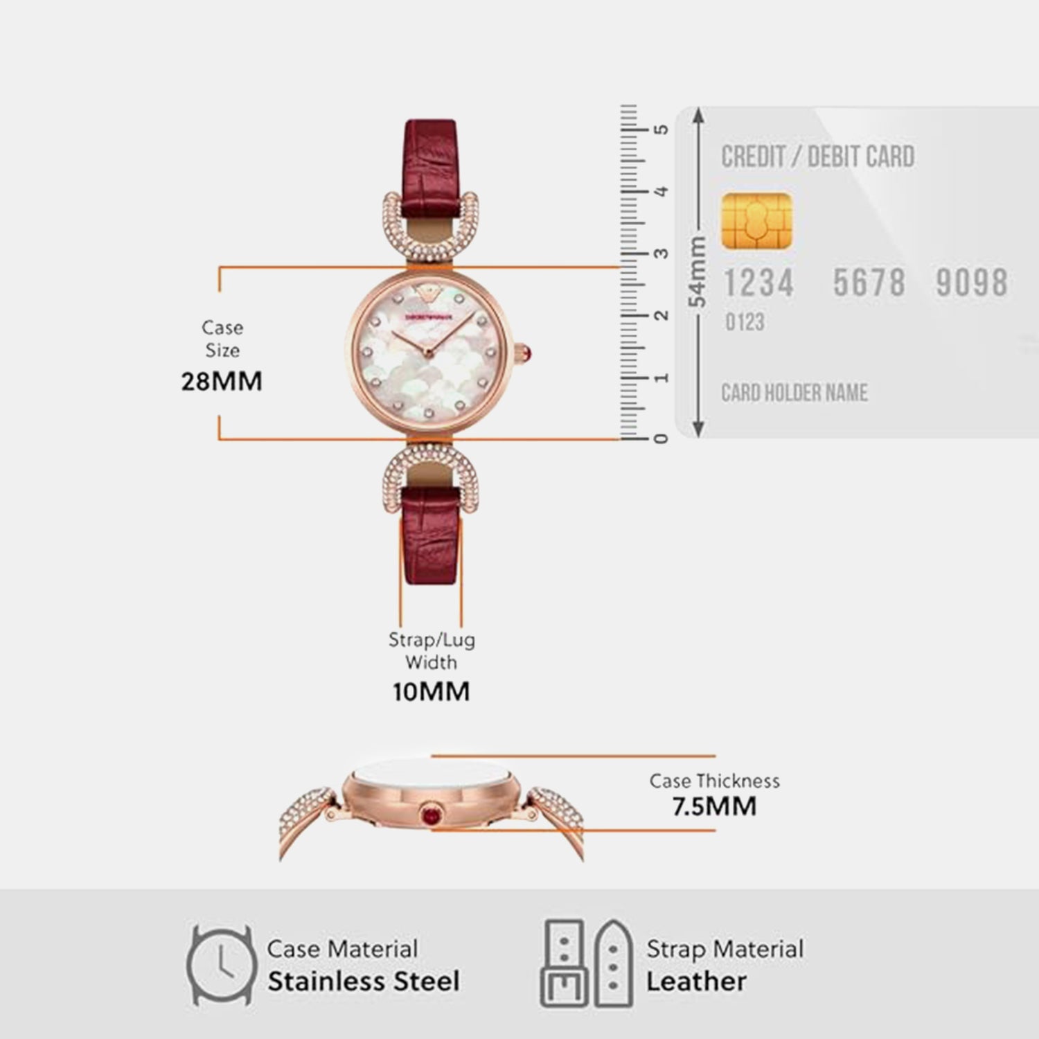 Women Quartz Mother Of Pearl Dial Analog Leather Watch AR11737