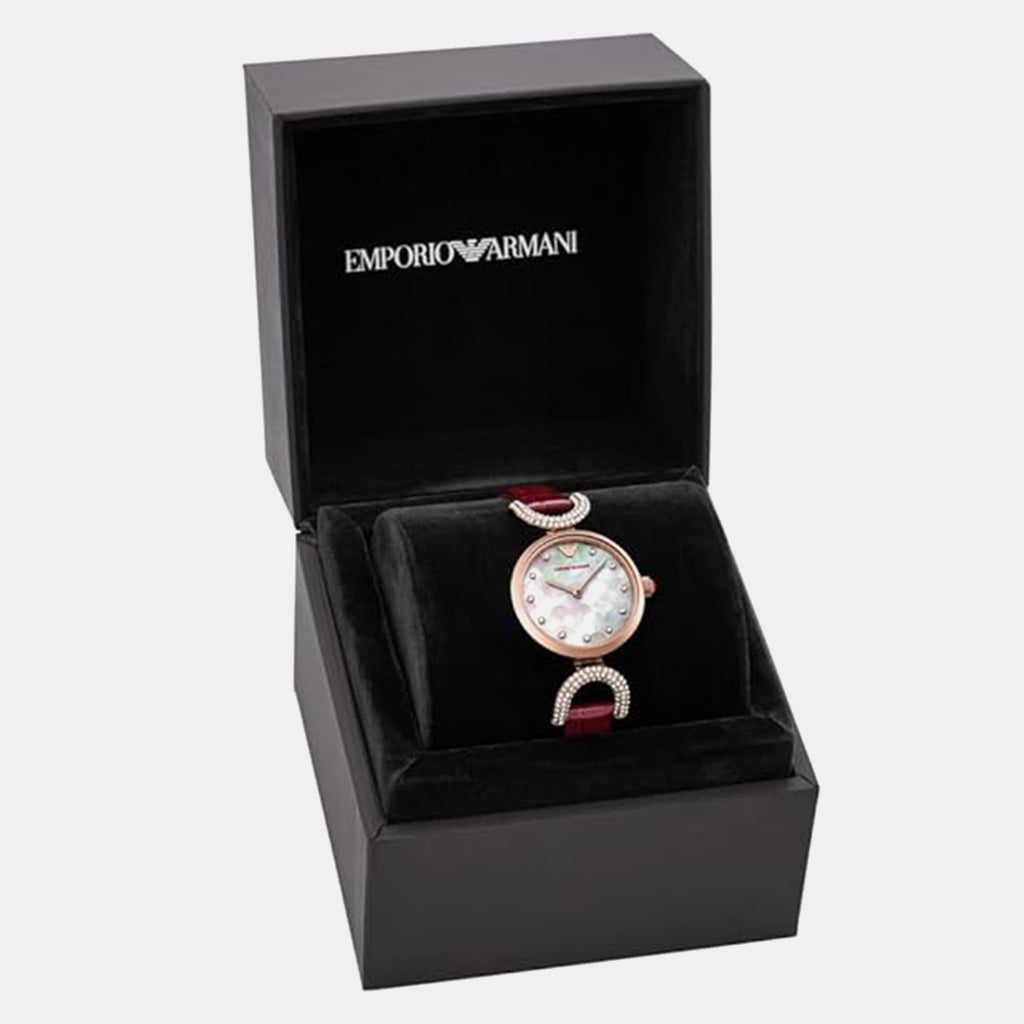 Women Quartz Mother Of Pearl Dial Analog Leather Watch AR11737